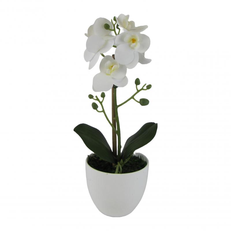 Sztuczny storczyk w doniczce 37cm biały (5 szt.)